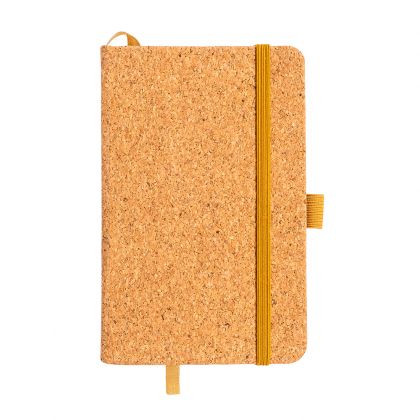 Cork notebook, lined sheets 80 pages.. in ivory color, recycled paper, elastic closure and pen loop