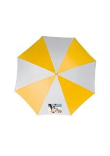 Printed umbrella with full color image on white sector