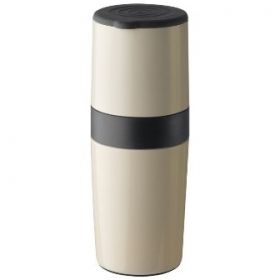 Coffee cup with coffee grinder