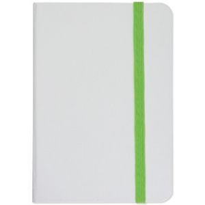 Бял бележник с цветен ластик страници на редове