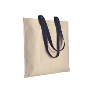 220 g/m2 natural cotton shopping bag with colored long handles