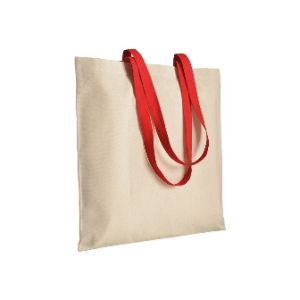 Плътна 220г/м2 памучна чанта с цветни дръжки размер на чантите 38 x 42 cm