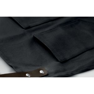 Premium cooking apron with leather elements and pockets 
