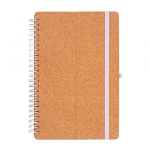 Cork wire on notebook with mobile phone holder