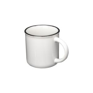 The ceramic jug white ceramic mug is shaped like a jug with a colored rim. Cup capacity 240 ml. 