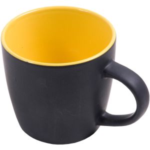 Matte black grade A ceramic mug with glossy colored interior (0.35 L), suitable for dishwashers and microwaves, black box