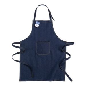 Recycled denim fabric apron with front pocket and contrast stitching size 68 X 85 CM
