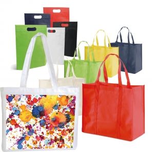 Рекламни торбички и чанти от изкуствен плат, рециклиран полиетилен и полиестер