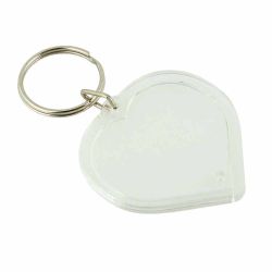 Transparent heart-shaped plastic key ring with label/picture frame