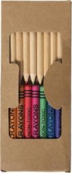 Комплект от 19 части цветни моливи и пастели в еко кутийка