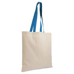 140 g/m2 recycled cotton shopper bag with colorful handles