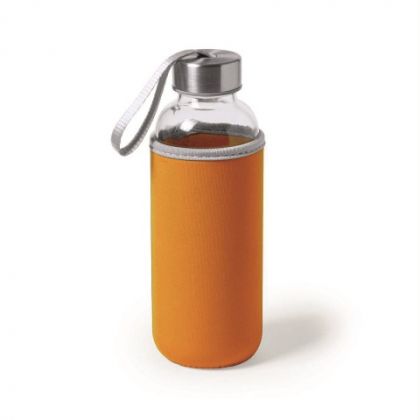 Glass bottle with stainless steel lid