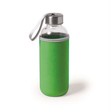 Glass bottle with stainless steel lid