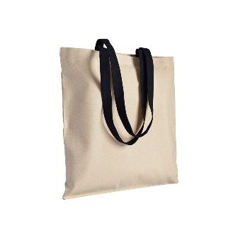 220 g/m2 natural cotton shopping bag with colored long handles