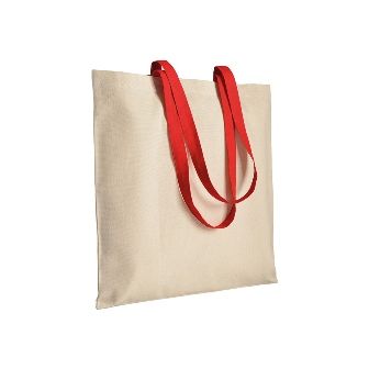 220 g/m2 natural cotton shopping bag with colored long handles