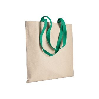 220 g/m2 natural cotton shopping bag with colored long handles