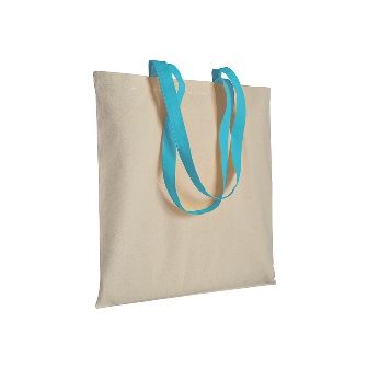 220 g/m2 natural cotton shopping bag with colored long handles