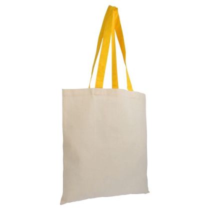 140 g/m2 recycled cotton shopper bag with colorful handles