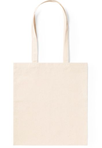 Cotton bags with a fabric density of 240 g/m², arched handles, and natural colour. 