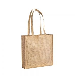 Non-woven shopping bag printed with jute-effect