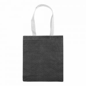 Non-woven shopping bag printed with jeans-effect, with long handles and gusset 10 cm