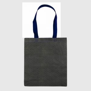 Non-woven shopping bag printed with jeans-effect, with long handles and gusset 10 cm