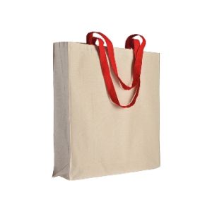 Памучна чанта 220 г/м2 плътност на текстила с цветни дръжки