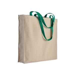 Памучна чанта 220 г/м2 плътност на текстила с цветни дръжки