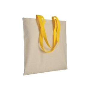 220 g/m2 natural cotton shopping bag with colored long handles