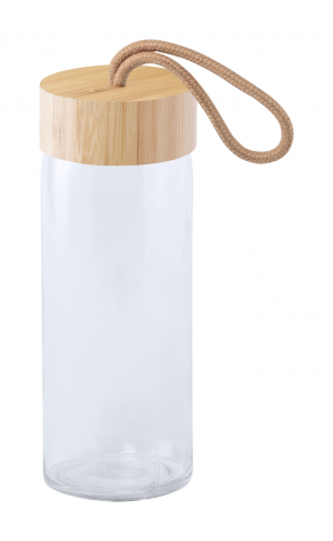 Glass sport bottle with bamboo lid