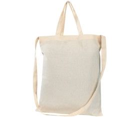 cotton bag with two short handles and one long