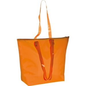 Beach bag with transparent handles