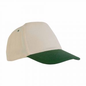 Памучна шапка натурален цвят и цветна козирка пет панела за удобен печат
