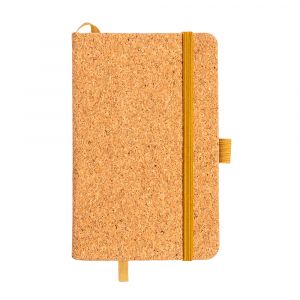 Cork notebook, lined sheets 80 pages.. in ivory color, recycled paper, elastic closure and pen loop