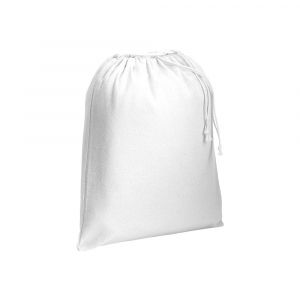 Бяла подаръчна торбичка с връзки  - 25x30 см. от памучен плат