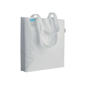 R-pet (recycled pet) long handles shopping bag with gusset, suitable for sublimation printing