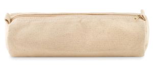 Pencil case in cotton textile with matching coloured zipper and puller.