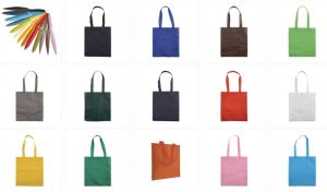 Non-woven bags with log handles for multiple use