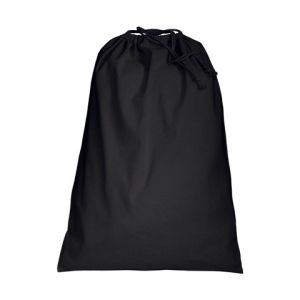 Black 50 x 75 cm cotton drawstring bag for gift or shoe packaging. 