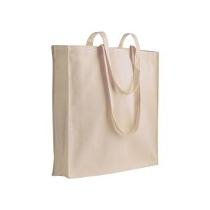 Shopper bag in 220 g/m2 recycled cotton. Equipped with long handles for comfortable hand and shoulder carrying. With gusset 8cm . GRS (Global Recycled Standard) certified