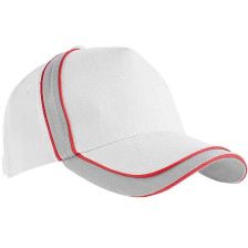 Бели памучни шапки със интересна кройка и акценти от два допълнителни цвята